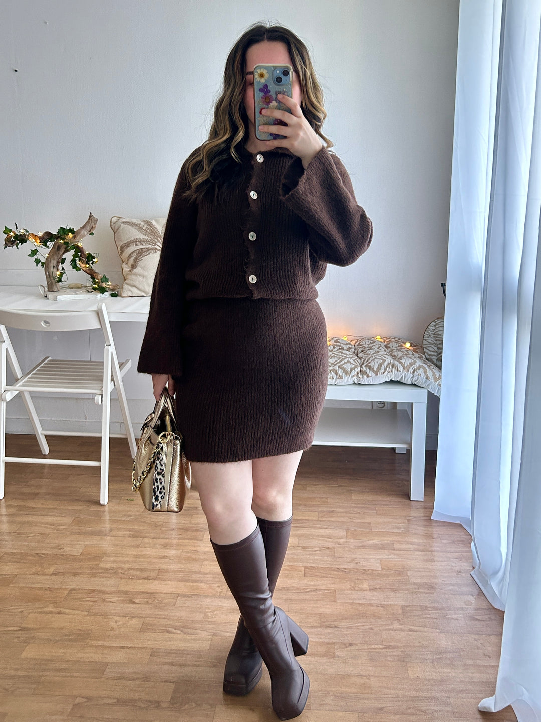 Ensemble jupe chocolat Ambre