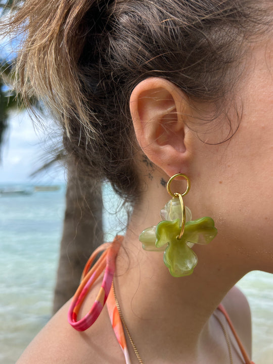 Boucles d'oreilles fleurs en résine