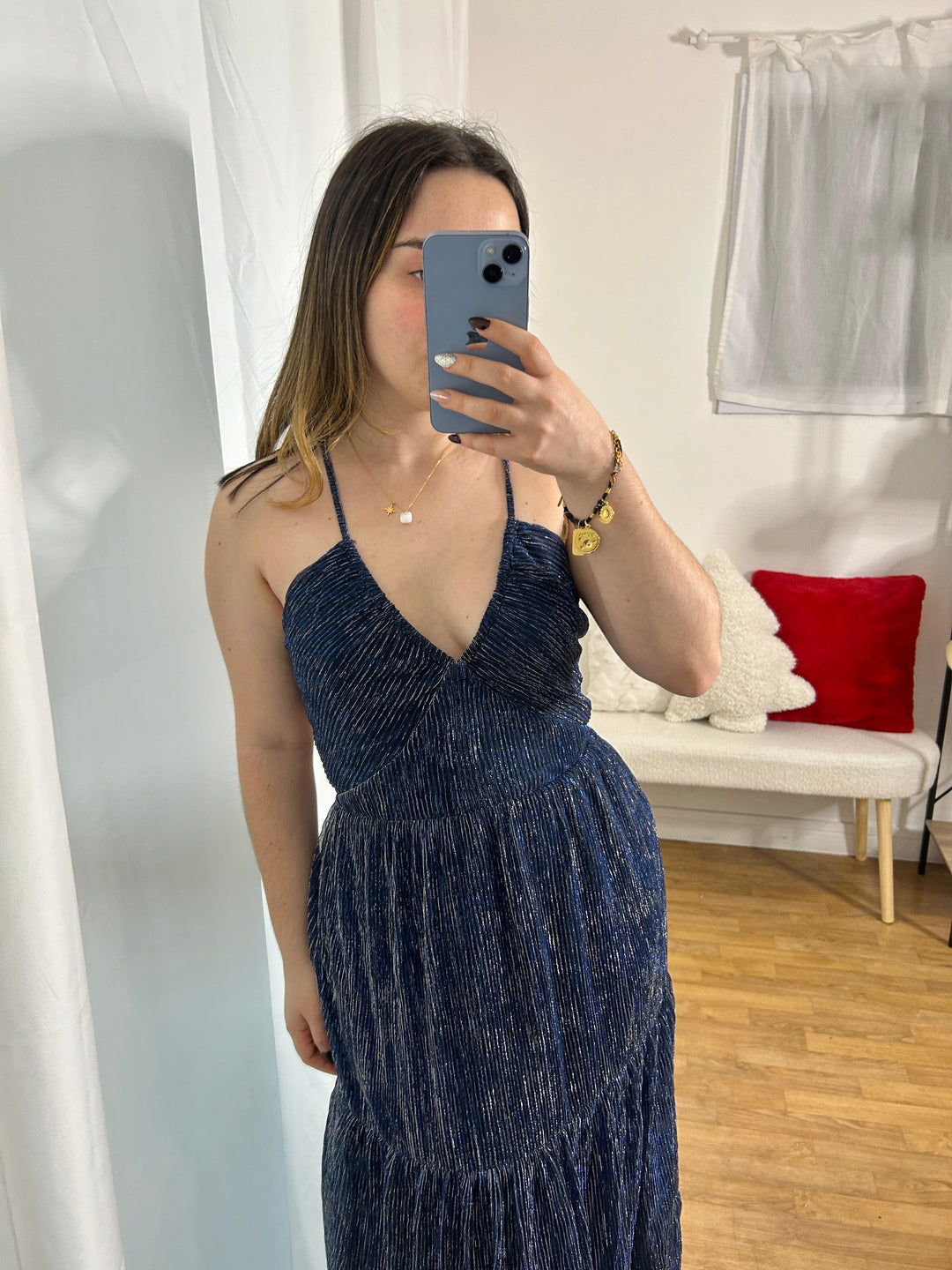 Robe longue dos nu brillante