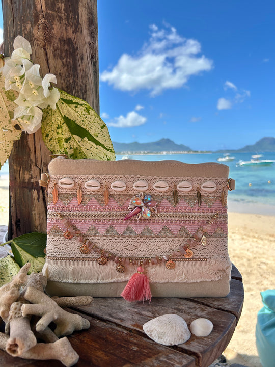 Pochette bohème rose