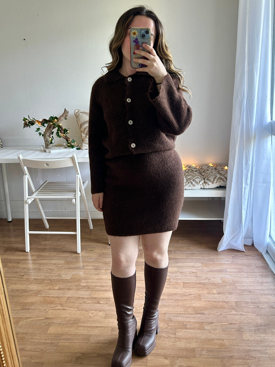 Ensemble jupe chocolat Ambre