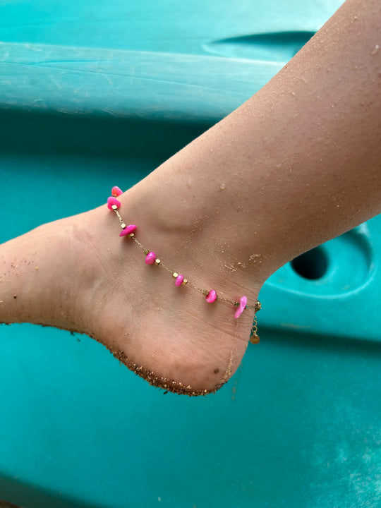 Chaine de cheville rose