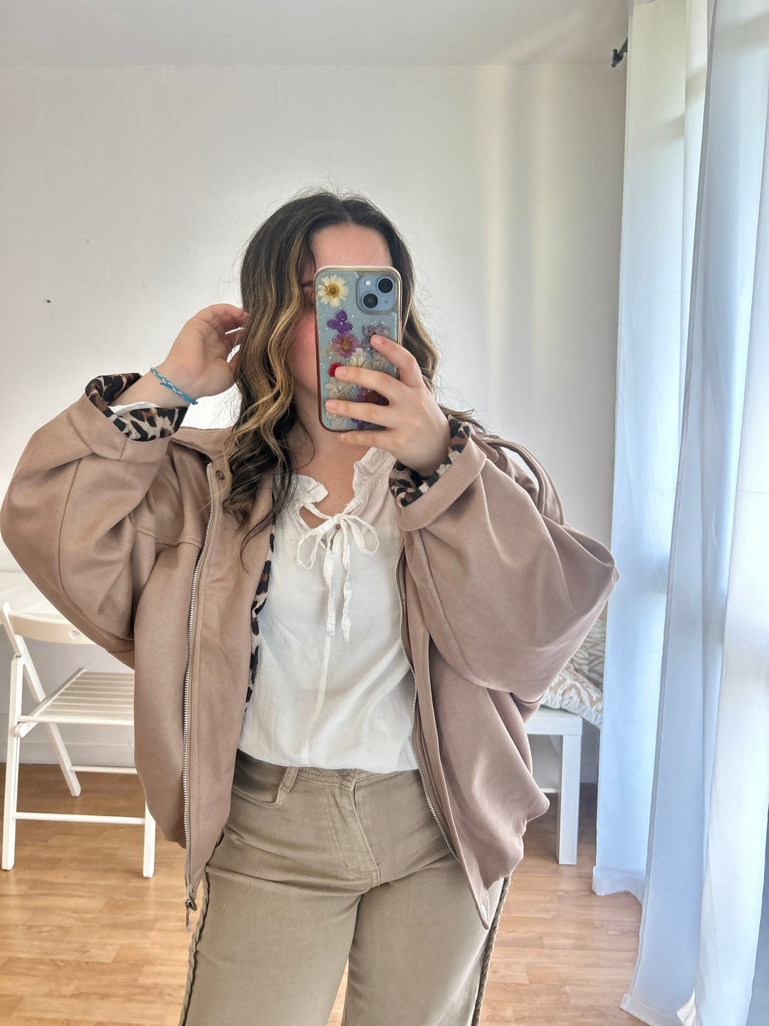 Veste camel léopard Cassandre