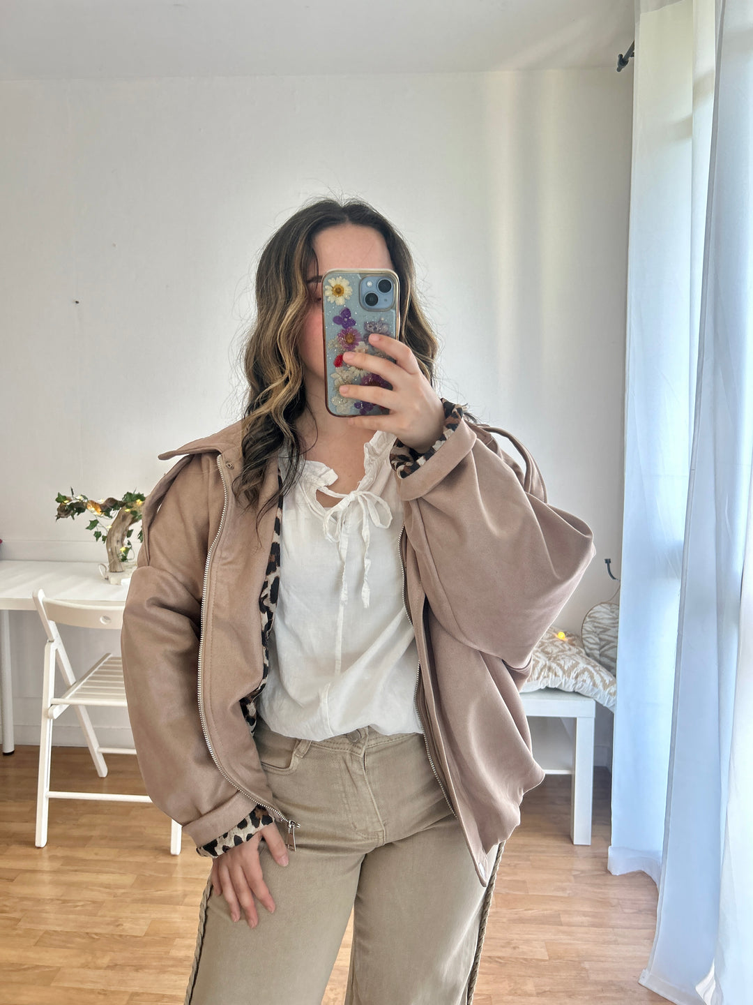 Veste camel léopard Cassandre