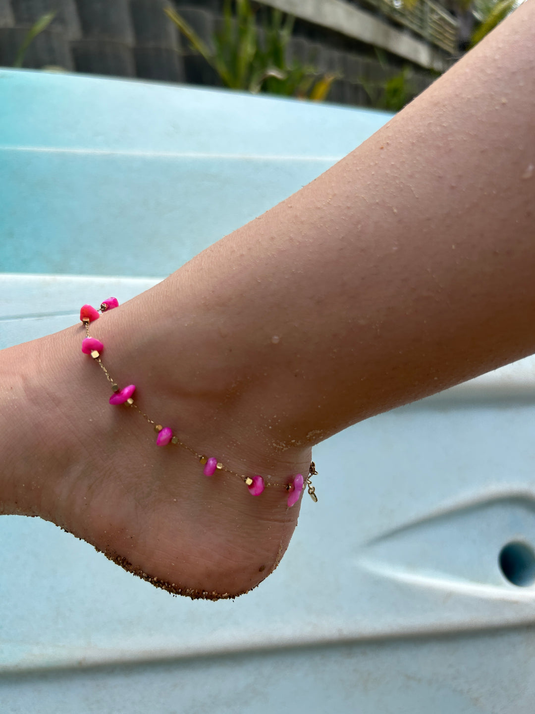 Chaine de cheville rose