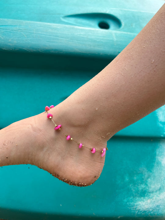 Chaine de cheville rose