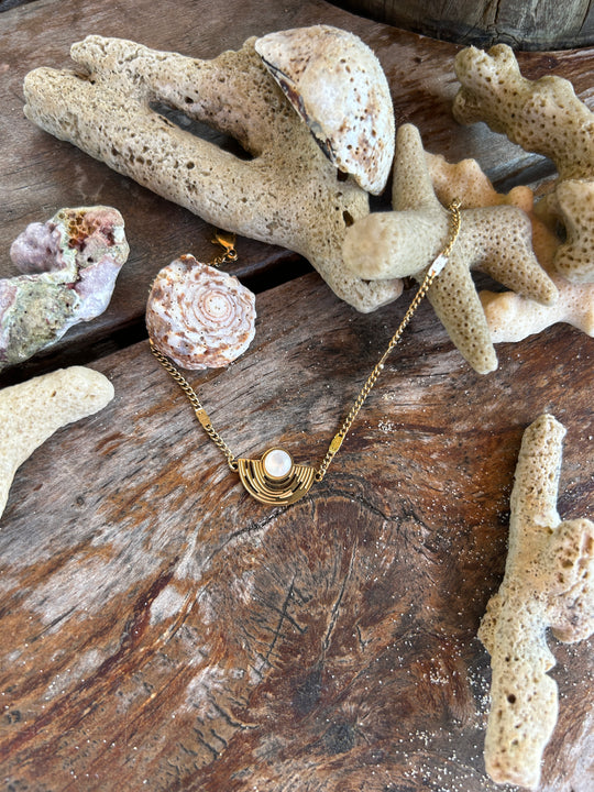 Bracelet avec pierre blanche