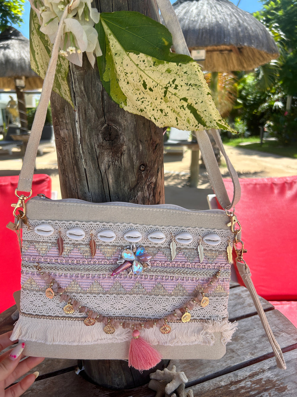 Pochette bohème rose