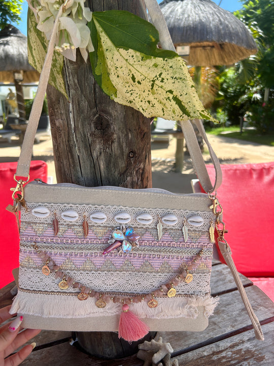 Pochette bohème rose