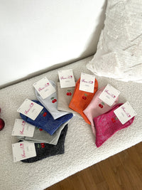 Chaussettes à paillettes cerises