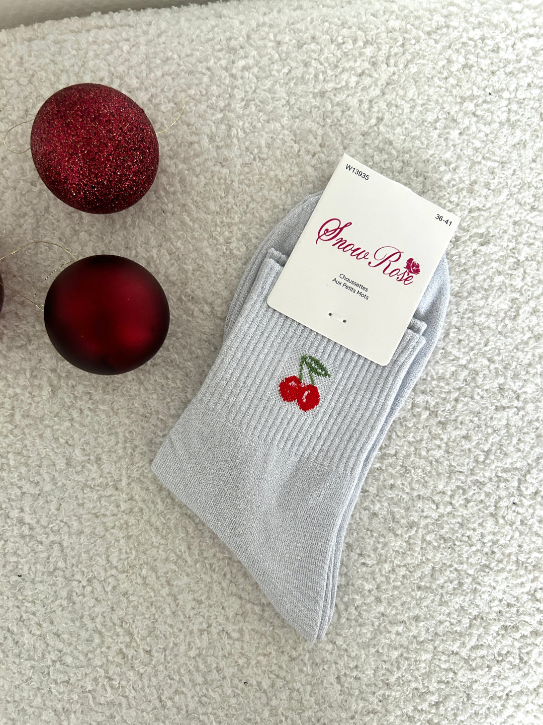 Chaussettes à paillettes cerises