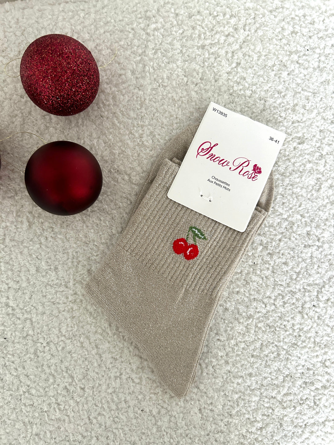Chaussettes à paillettes cerises