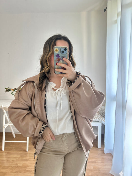 Veste camel léopard Cassandre