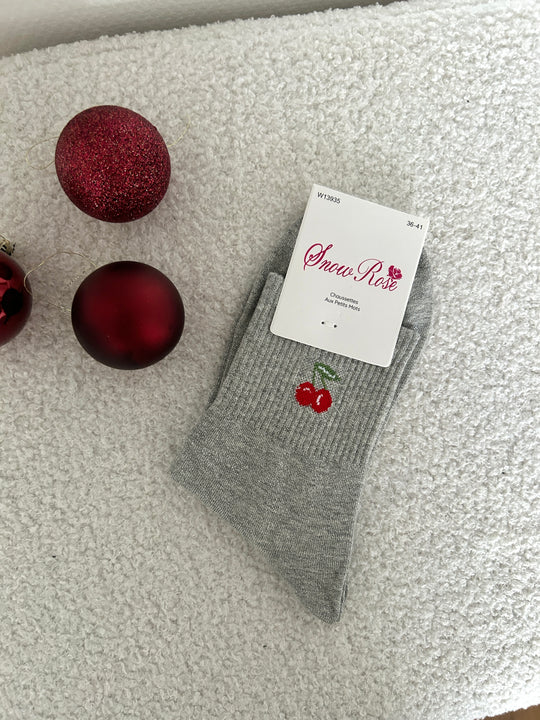 Chaussettes à paillettes cerises