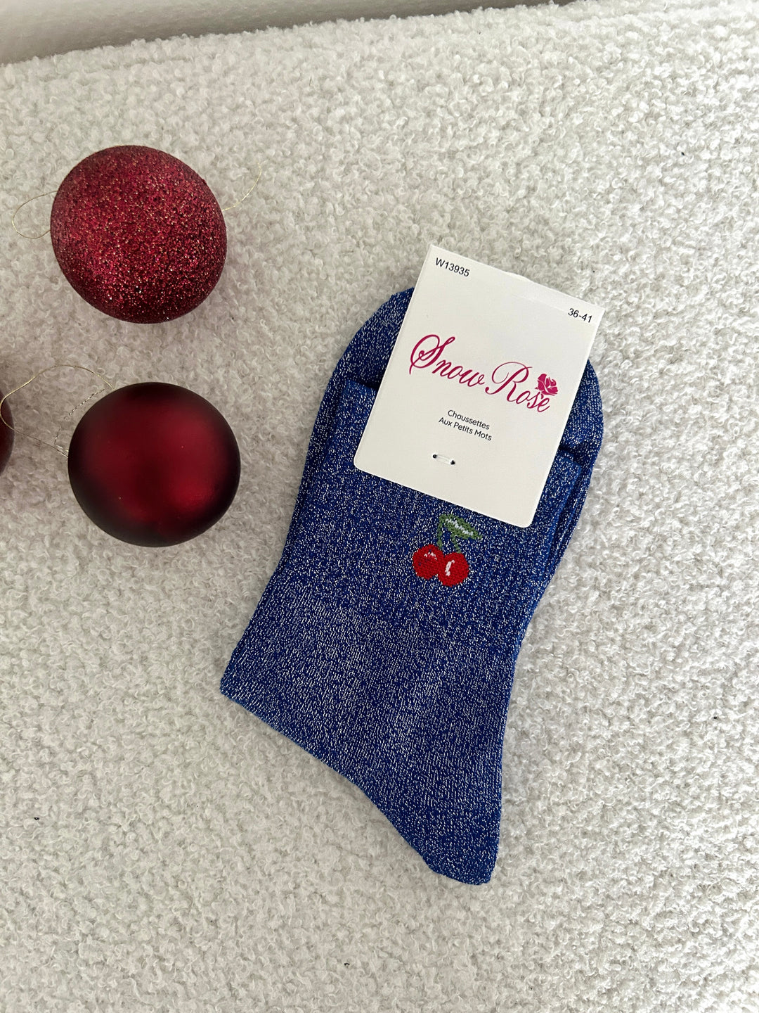 Chaussettes à paillettes cerises