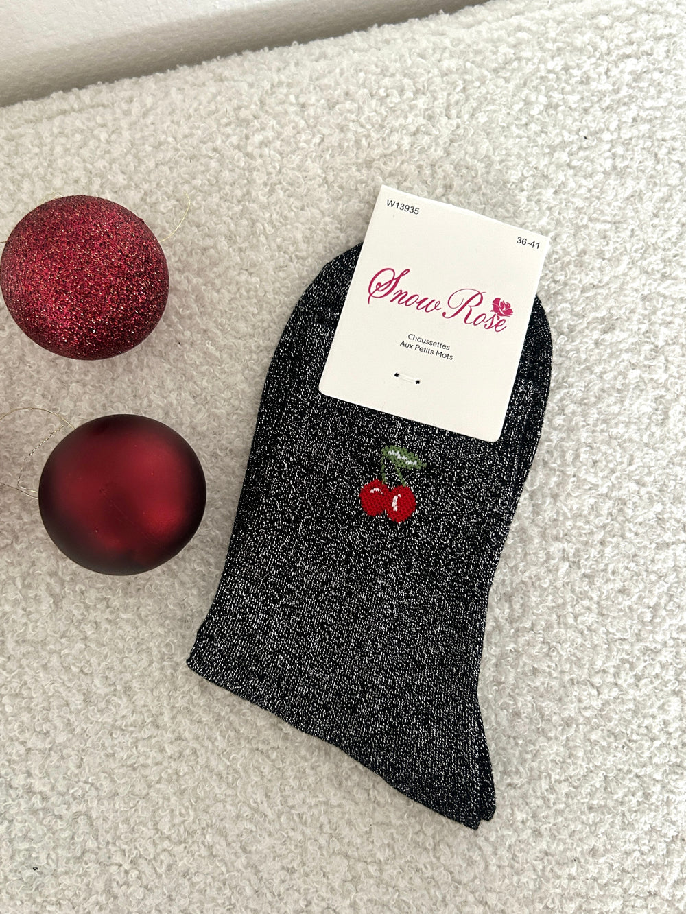 Chaussettes à paillettes cerises