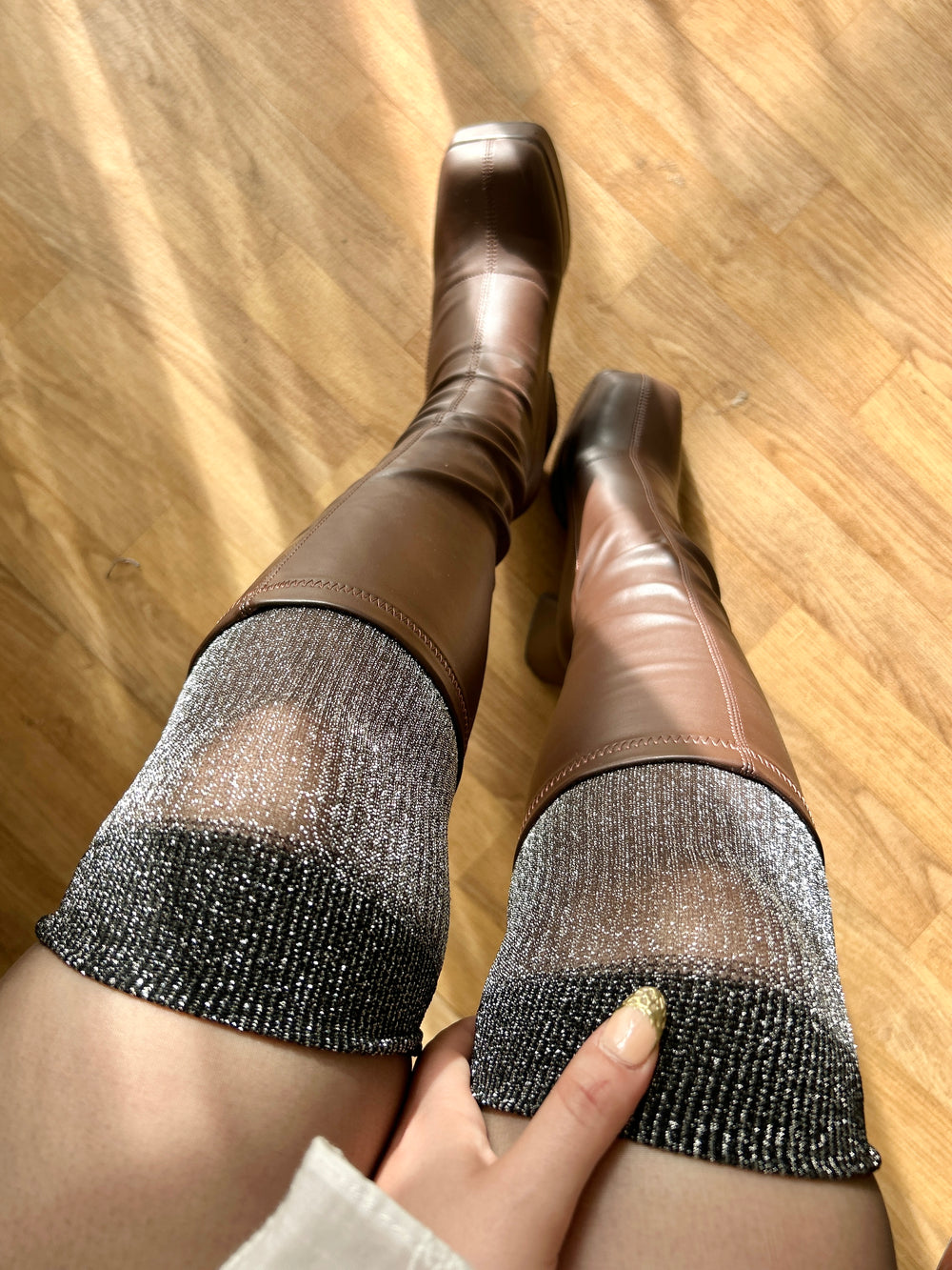 Chaussettes hautes à paillettes Rachel