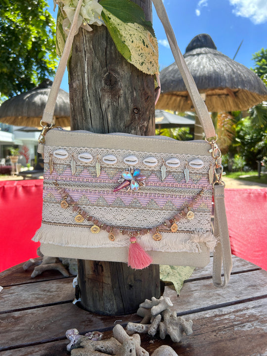 Pochette bohème rose
