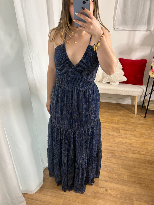 Robe longue dos nu brillante