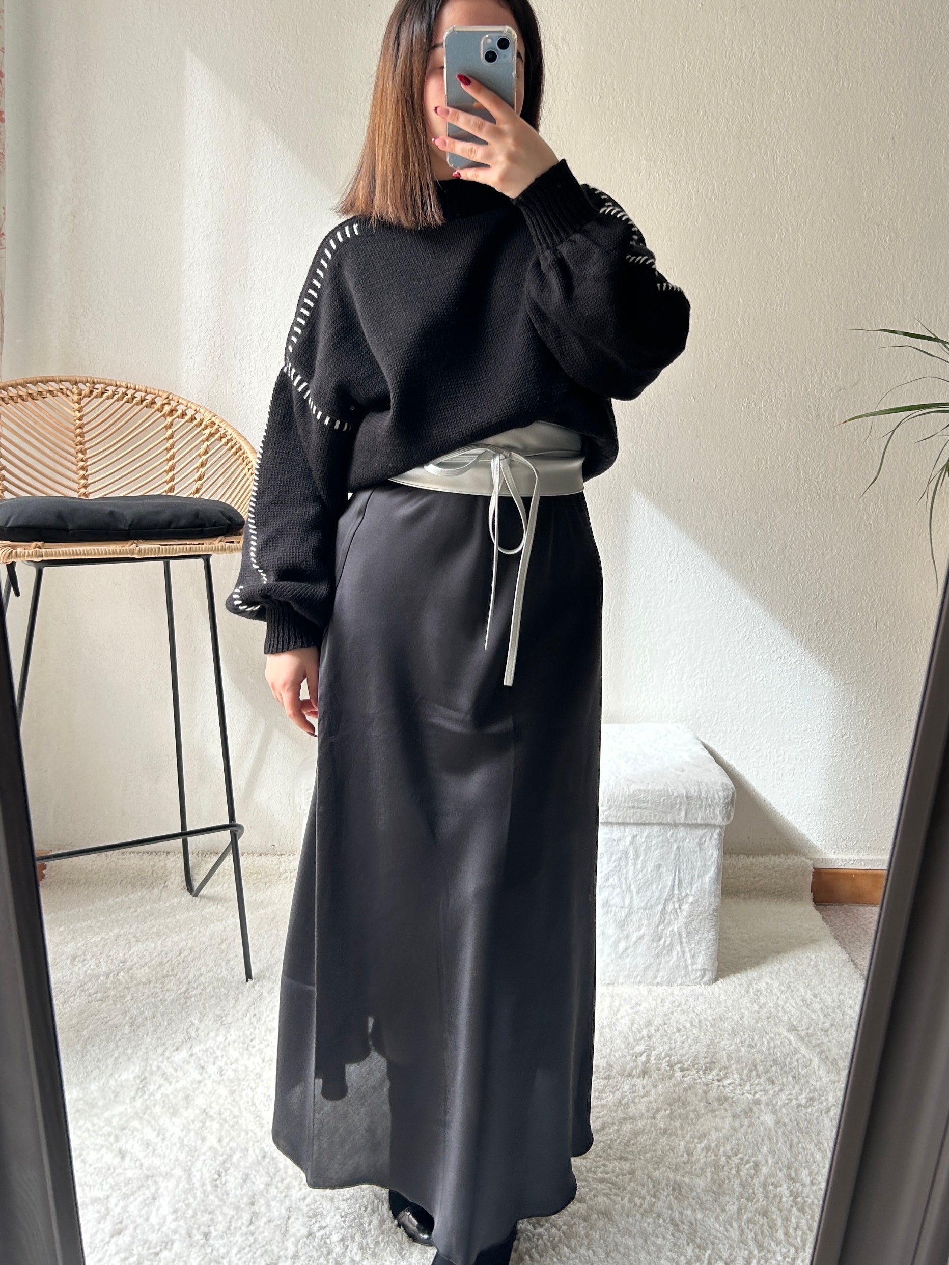 Jupe online satin noire