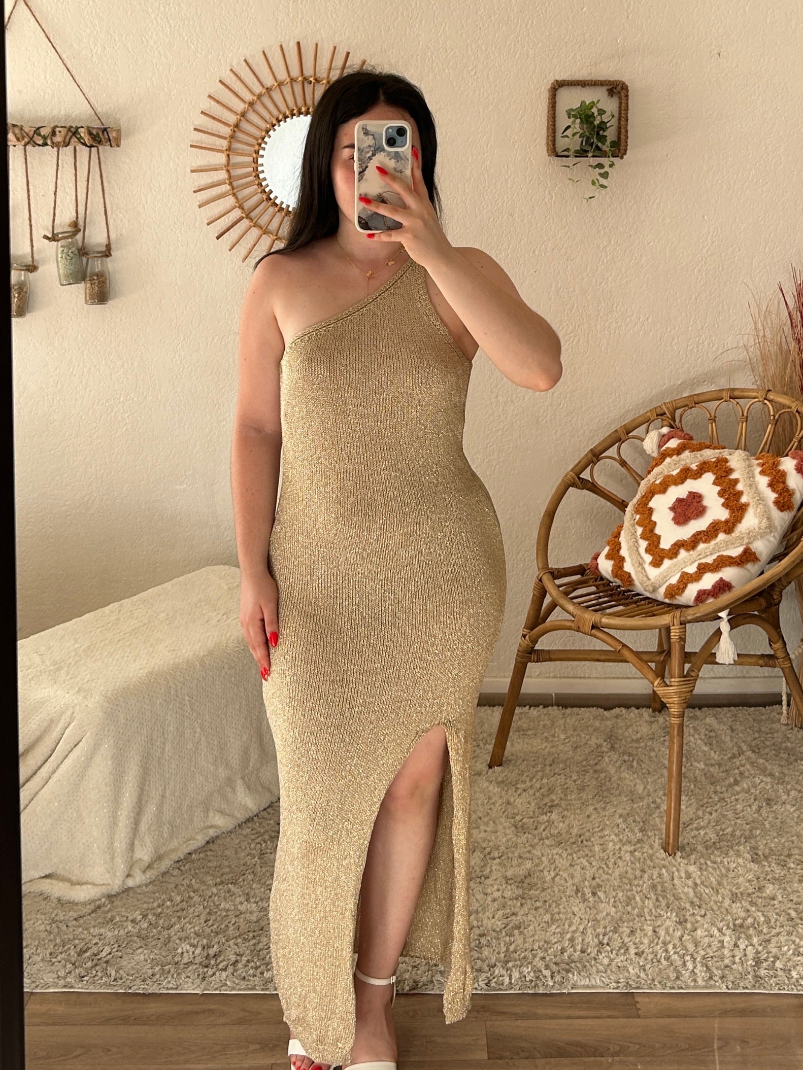 Gold asymmetrical dress outlet